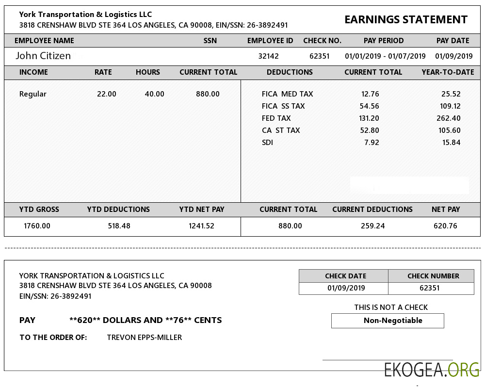 Relevé des résultats de USA YORK Transportation & Logistics LLC aux formats Word et PDF